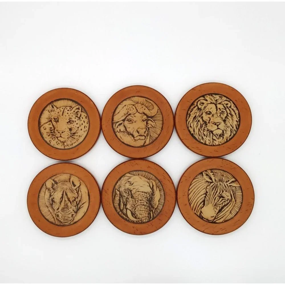 6 Piece Coaster Set Safari Animals by A Taste of Africa